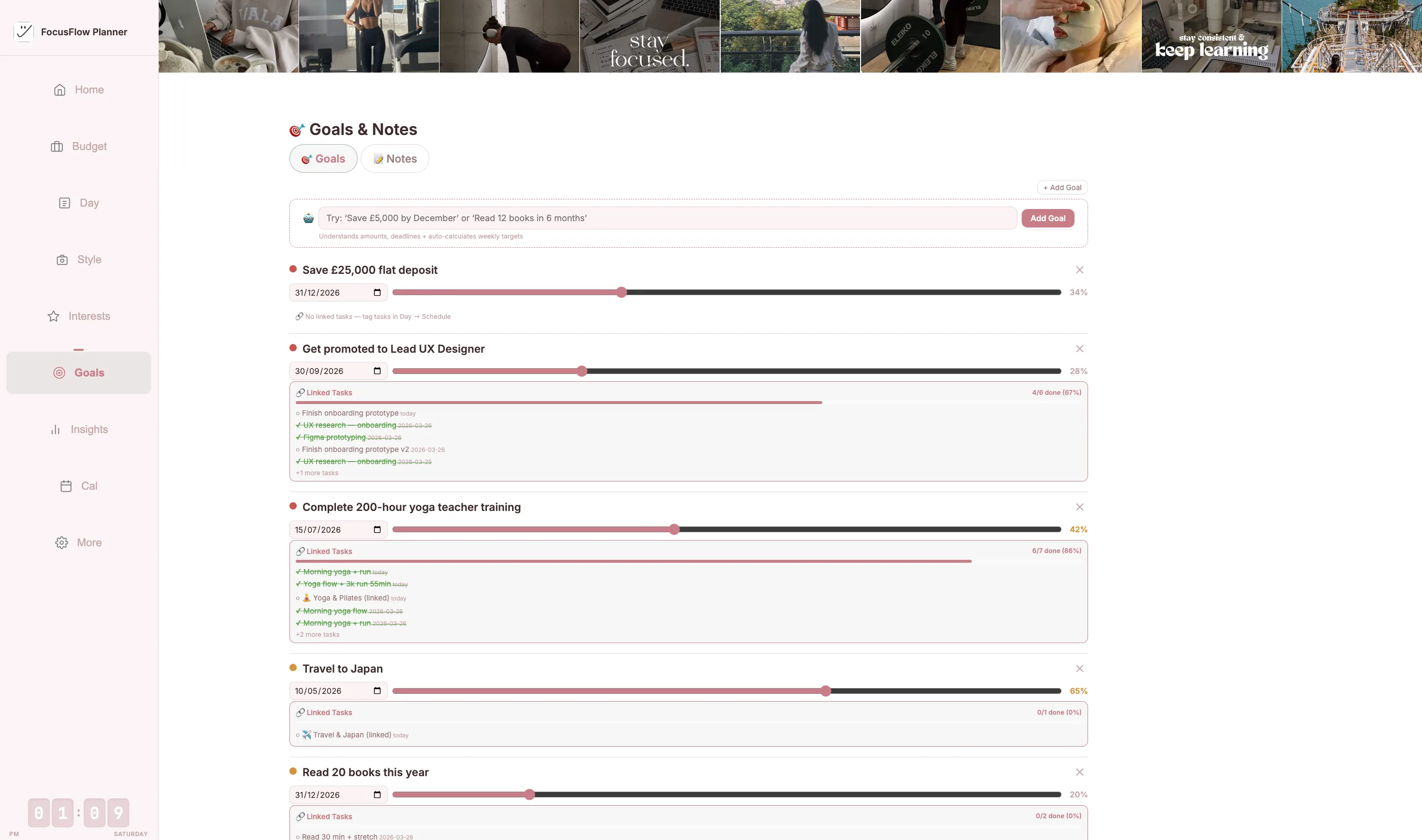 FocusFlow Goals tracker